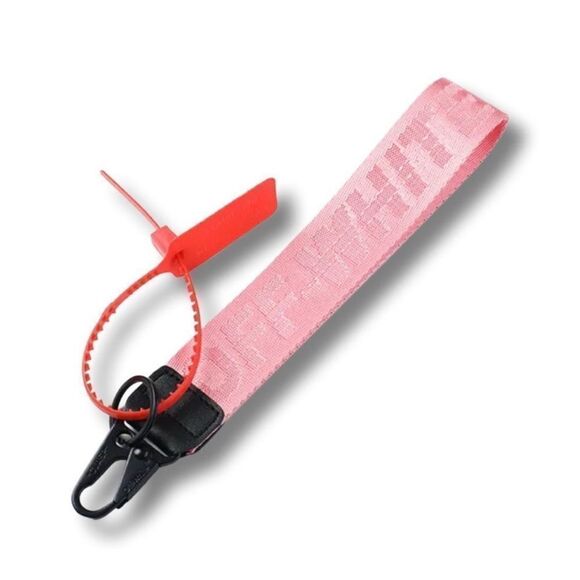 Off-White Pink and Black Keychain with Red Tag - Picture 1 of 13